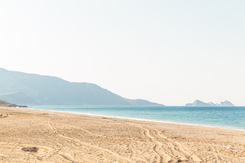 Panoramic view of Mavikent beach, Kumluca Turkey.