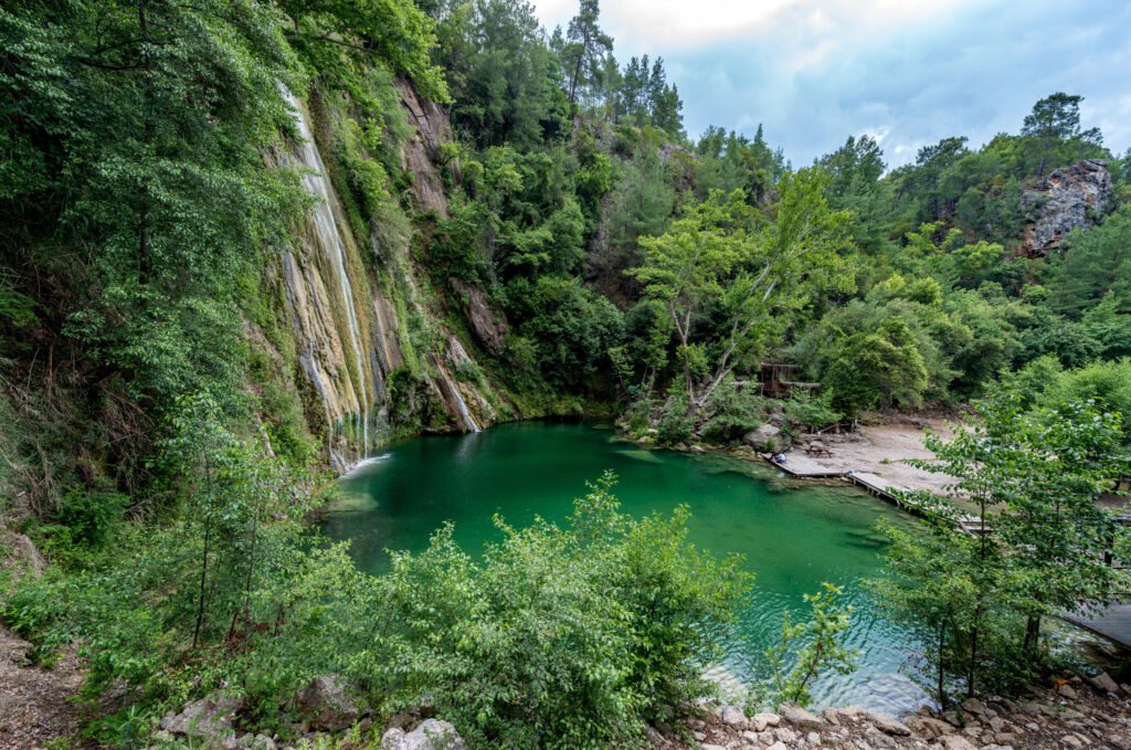 Gebiz Serik, Antalya - Turkey. June 19, 2017. Ucansu Waterfall in Gebiz Serik, Antalya - Turkey